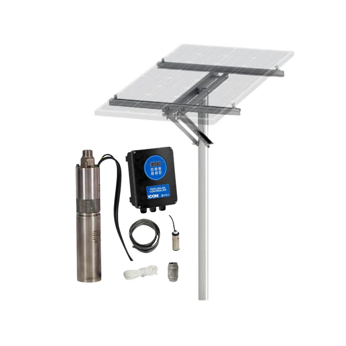 Bianco iSolar 3" 0.25kW Submersible Helical Solar Bore Pump Complete Kit with 1 Panel Array (Max 25LPM/ 600kPa)