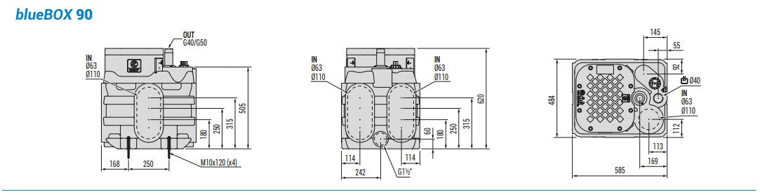 Zenit BlueBOX90 90L Pump-Ready Lifting Station with 40mm Outlet – Suits DG Blue Vortex Pumps (No Pump)