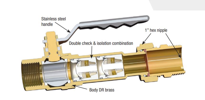 Check Valve Samble AVG 20mm Brass Double Check Valve with Isolation for Mains Water