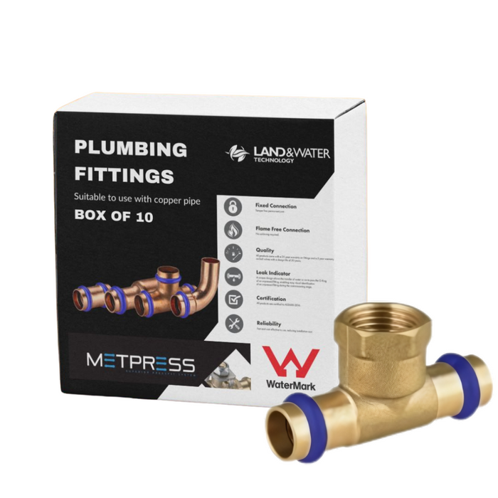 Metpress WaterMarked Series Brass Female Tees Box of 10