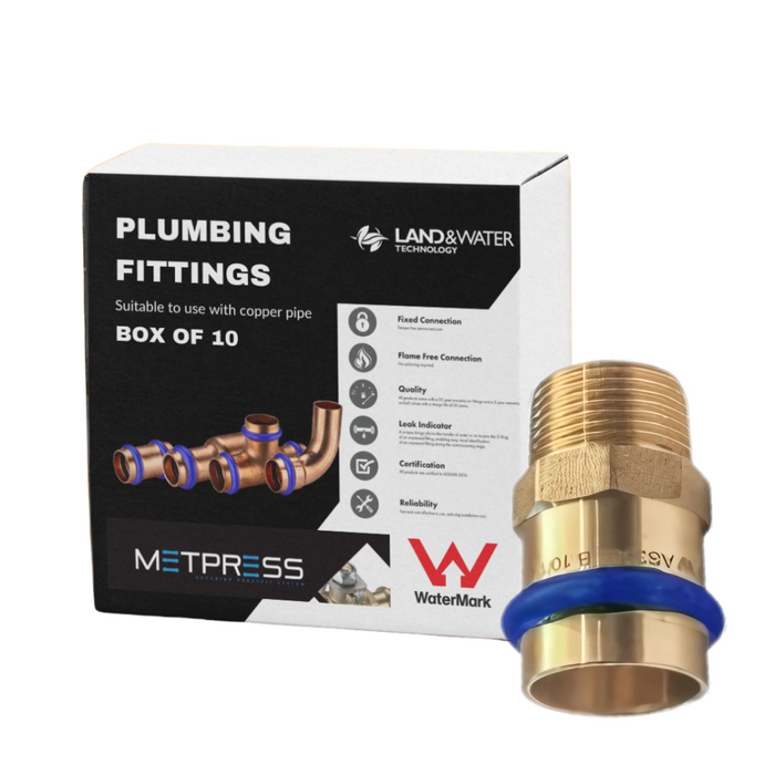 Metpress WaterMarked Series Brass Reducing Male Coupling Box of 10