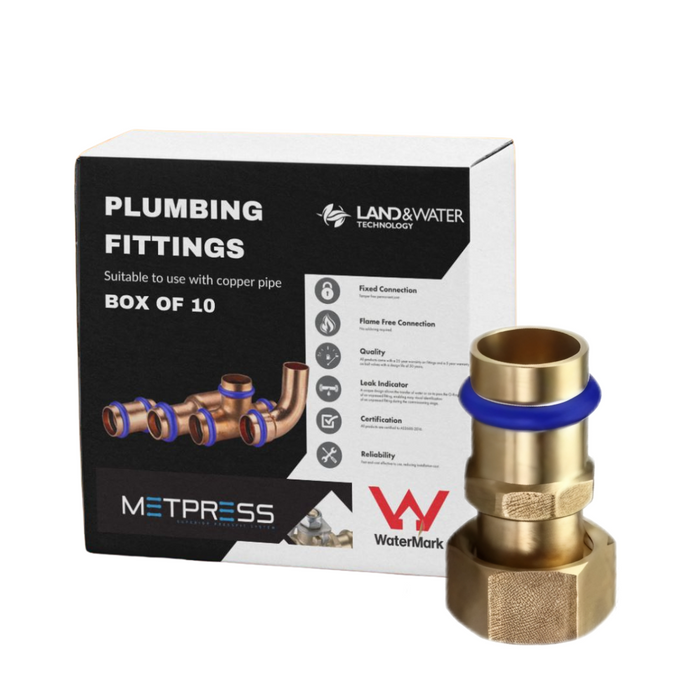 Metpress WaterMarked Series Brass Swivel Nut Coupling Adaptor Box of 10