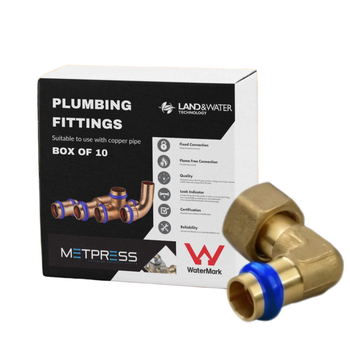 Metpress WaterMarked Series Brass Swivel Nut Elbow Adaptor Box of 10