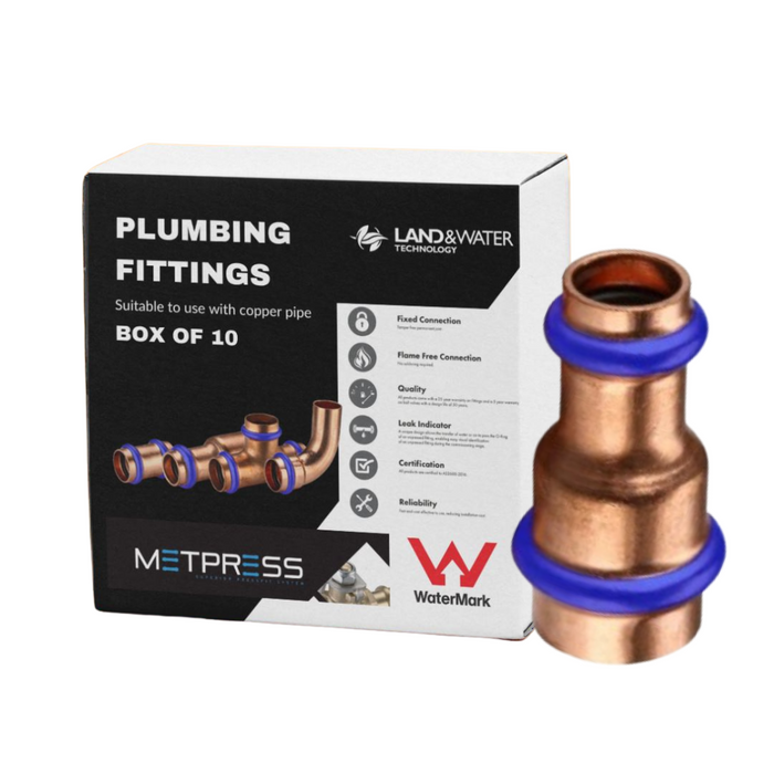 Metpress WaterMarked Series Copper Straight Reducing Couplings Box of 10
