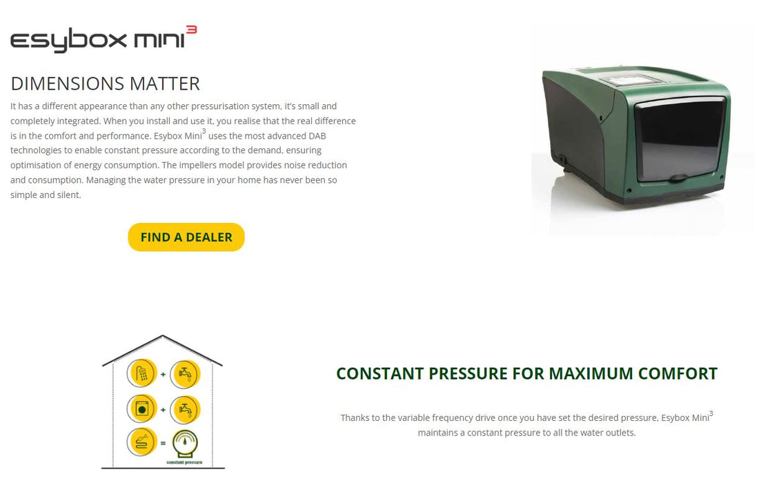 DAB E.SYBOX MINI 3 0.85kW Variable Speed Pressure Boosting Pump (Max 80LPM/500kPa)