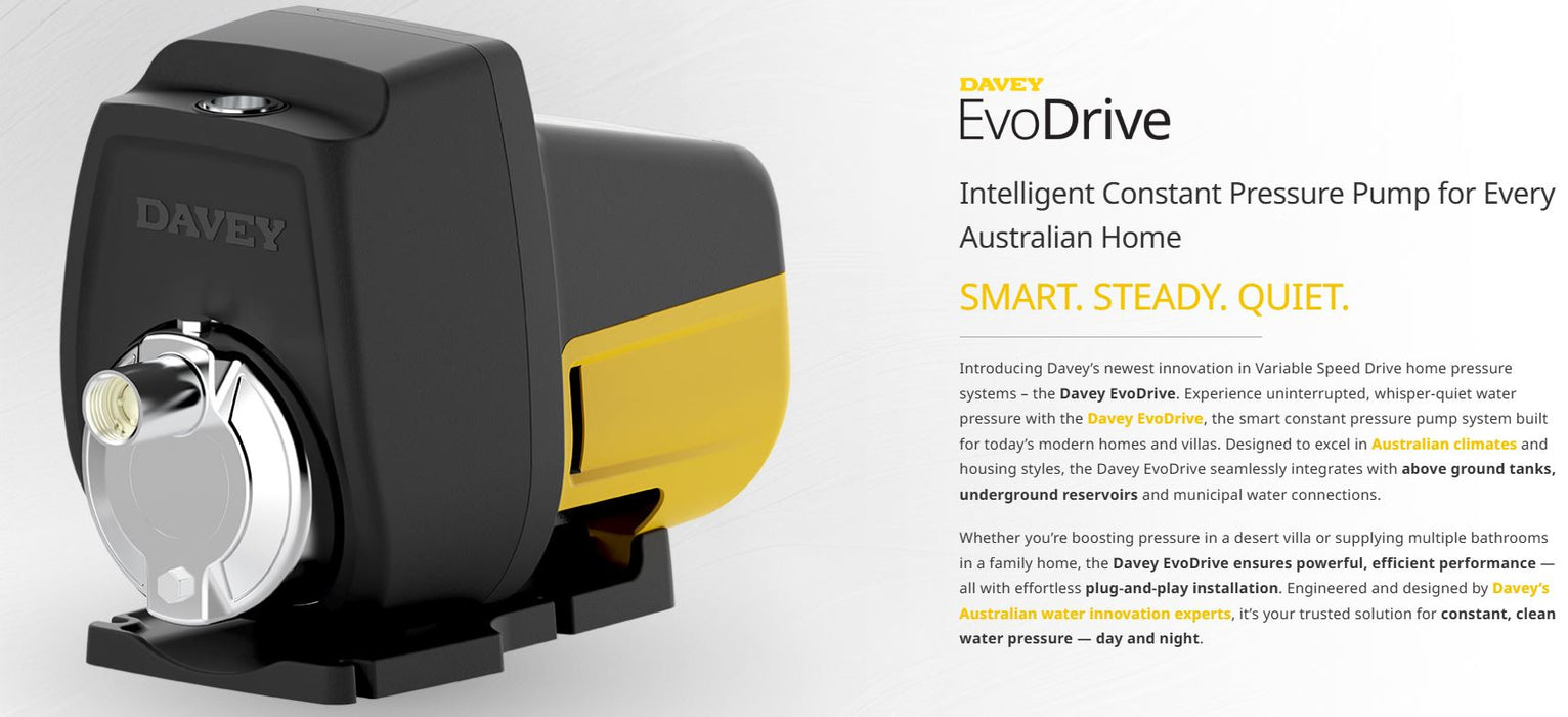 Davey EvoDrive ED60-09G 0.90kW 304ss Variable Speed Pressure Boosting Pump (Max 100LPM/700kPa)