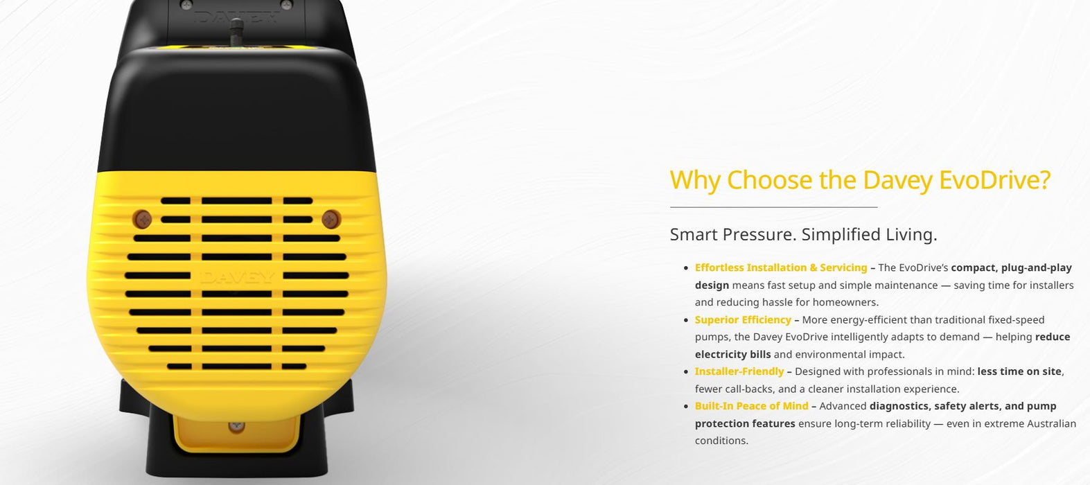 Davey EvoDrive ED60-09G 0.90kW 304ss Variable Speed Pressure Boosting Pump (Max 100LPM/700kPa)