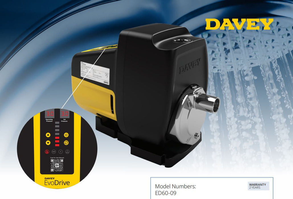 Davey EvoDrive ED60-09G 0.90kW 304ss Variable Speed Pressure Boosting Pump (Max 100LPM/700kPa)
