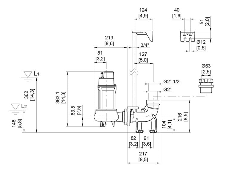 Zenit DGE 200 Series 1.50kW 240v Horrizontol Outlet Vortex Drainage Pump (Max 600LPM/160kPa)