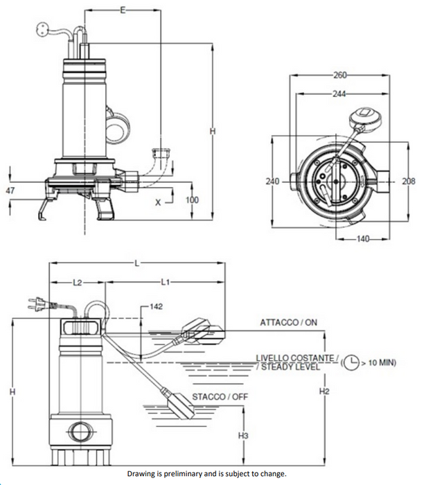 Lowara DOMO GRI15 1.50kW Submersible Grinder Pumps for Dirty Water (Max 30LPM/290kPa)
