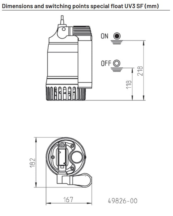 Jung Pumpen Multidrain UV3 SF 0.23kW Stainless Steel Grey Water Drainage Pump with Narrow Float (Max 116LPM/70kPa)