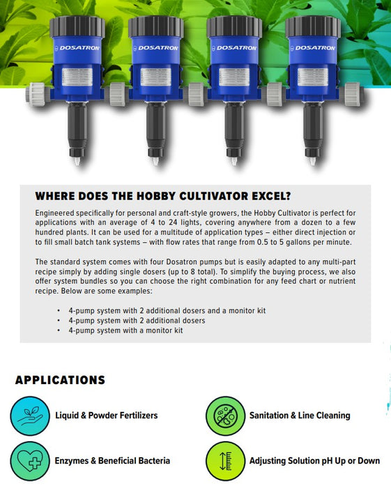 Dosatron Hobby Cultivator 0.05%-0.5% Home Irrigation Dosing Pump (1.89-18.9LPM)