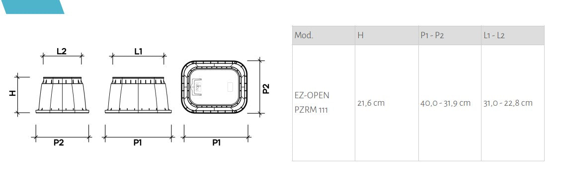 Rain PZRM Cert 111 10" EzOpen Extra Tough Commercial Medium Rectangular Valve Box with Lifting Handle (320mm Wide x 400mm Long x 215mm Deep)