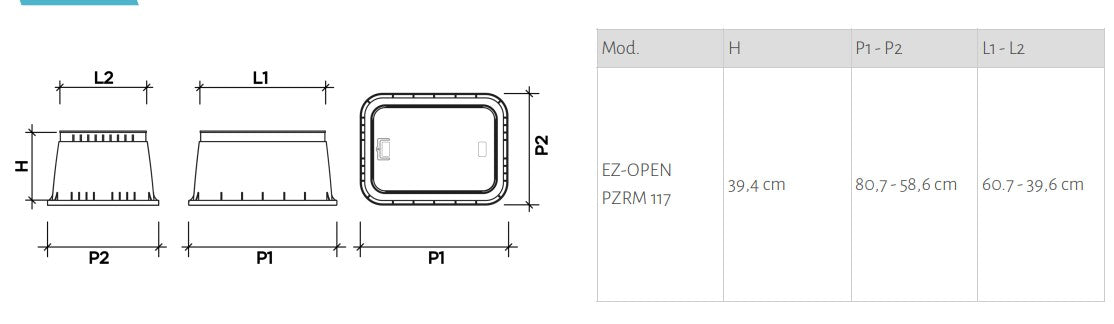 Rain PZRM 117 32" EzOpen Super Jumbo Rectangular Valve Box with Lifting Handle (585mm Wide x 805mm Long x 395mm Deep)