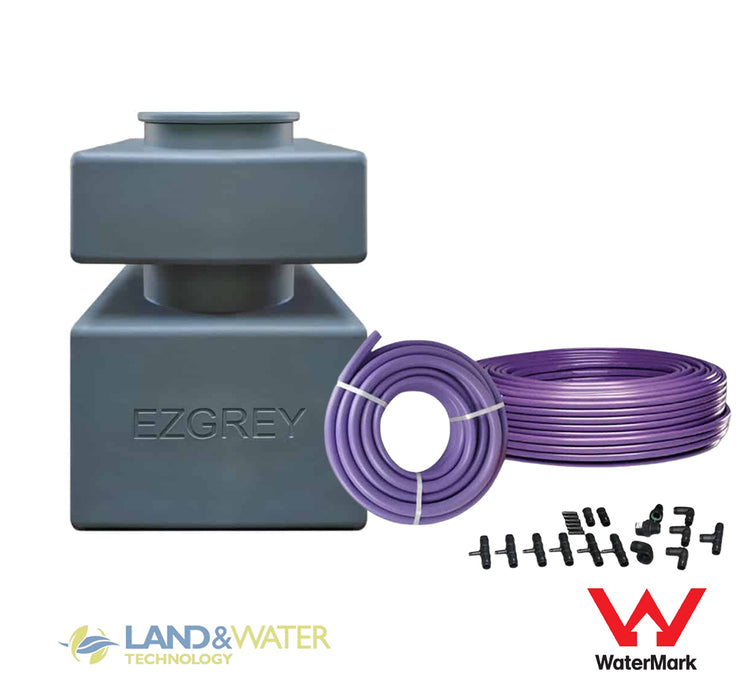 EZGREY-M1 Above Ground Grey Water Diversion System Manual with 100W Pump, 50L Buffer Tank & Dripline Kit (Laundries, Showers, Basins)