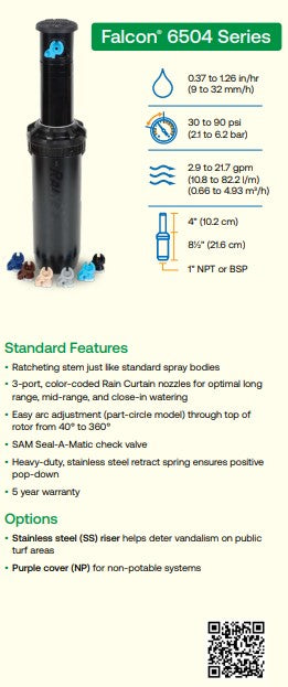 Rain Bird Falcon 6504 100mm Adjustable Gear Drive Sprinklers (12-20m / 25mm BSP)