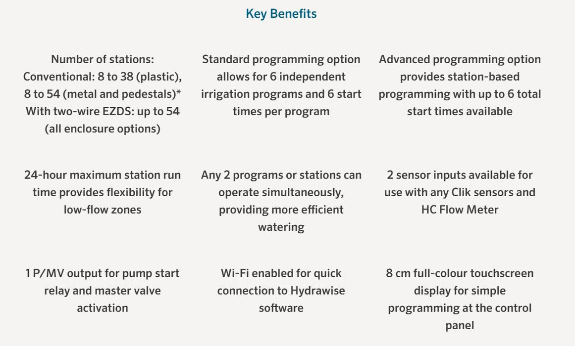 Hunter HCC Hydrawise™ 8 Station Modular WIFI Commercial Irrigation Controller and Modules (Expandable to 54 Stations)