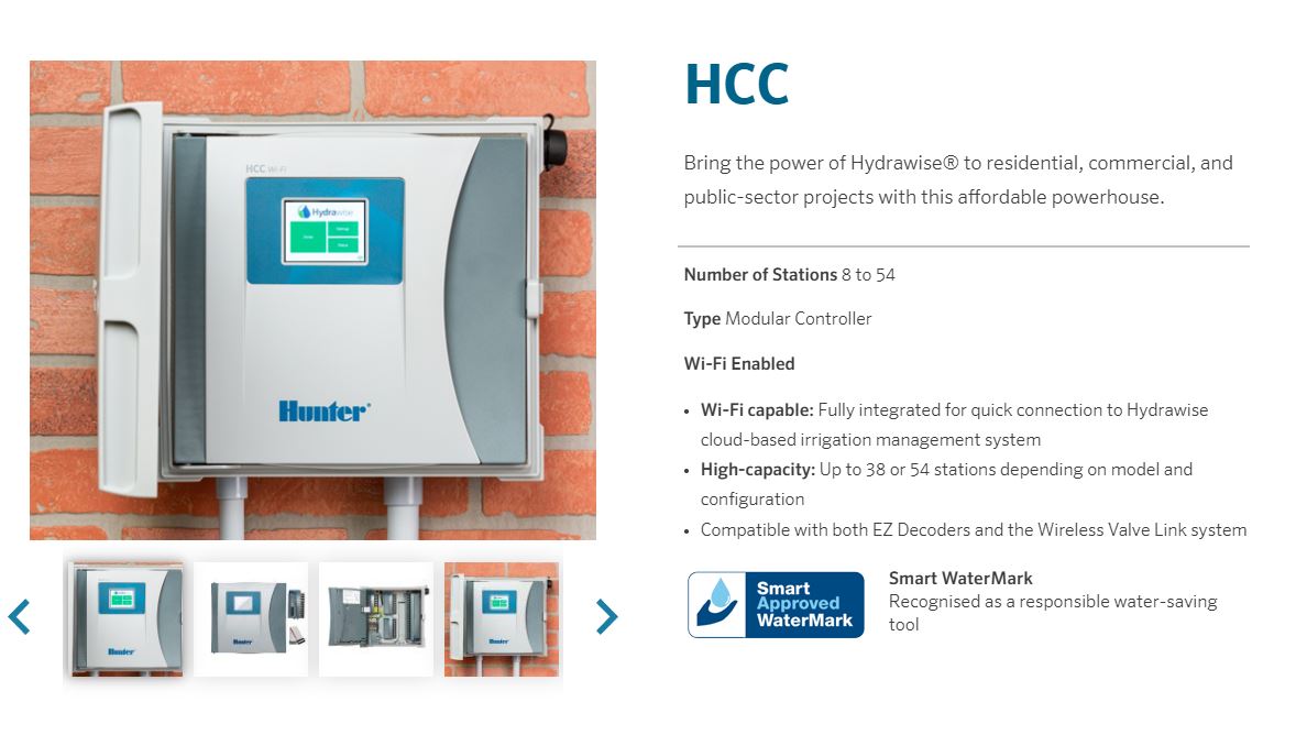 Hunter HCC Hydrawise™ 8 Station Modular WIFI Commercial Irrigation Controller and Modules (Expandable to 54 Stations)