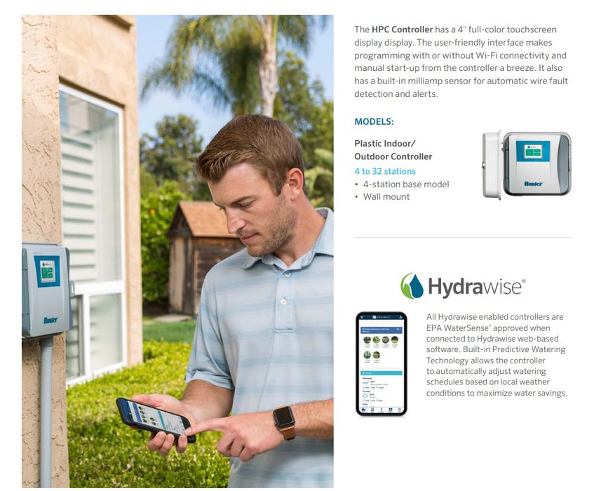 Hunter HPC Hydrawise™ 4 Station Next Generation Modular WIFI Irrigation Controller and Modules (Expandable to 23 Stations)