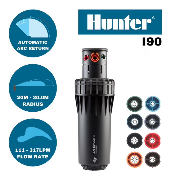 Hunter I-90 Ultra 75mm Adjustable Gear Drive Sprinklers (20-30m / 40mm Inlet)