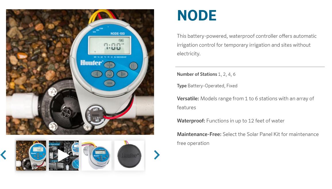 Hunter Node DC Battery Operated Irrigation Controllers with LCD Display