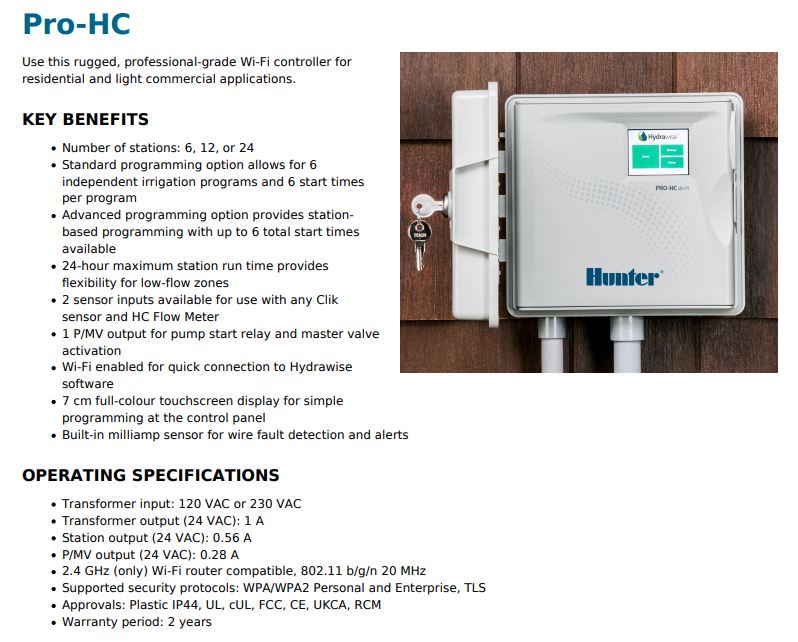 Hunter PRO-HC Hydrawise™ Outdoor Residential Smart WIFI Irrigation Controllers