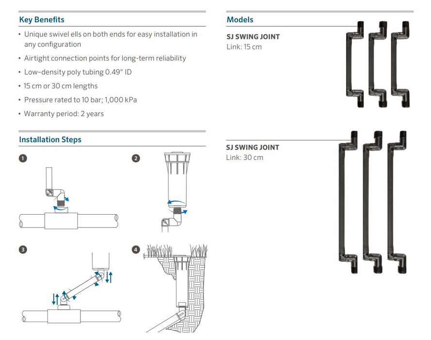 Hunter SJ Swing Joint Articulated Risers for Sprinklers With Swivel Elbows