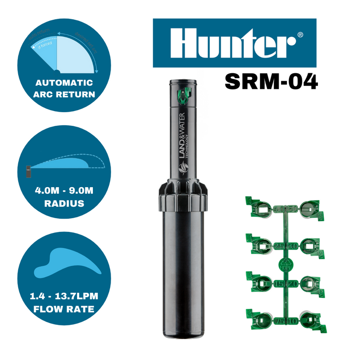 Hunter SRM 100mm Adjustable Gear Drive Sprinklers (4-9m / 15mm BSP)