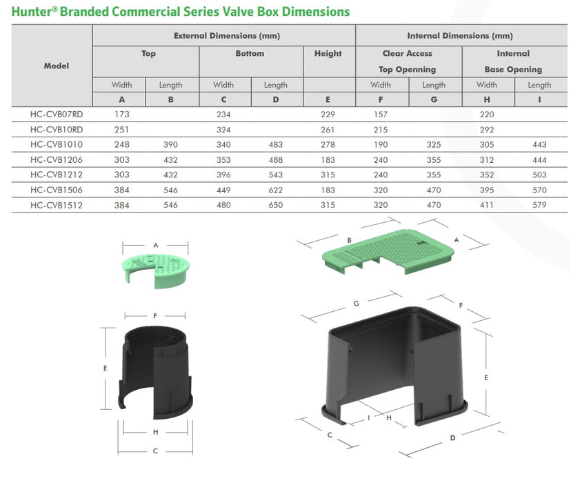 Hunter HC-CVB15062 Jumbo Rectangular Valve Box (380mm Wide x 540mm Long x 175mm Deep)