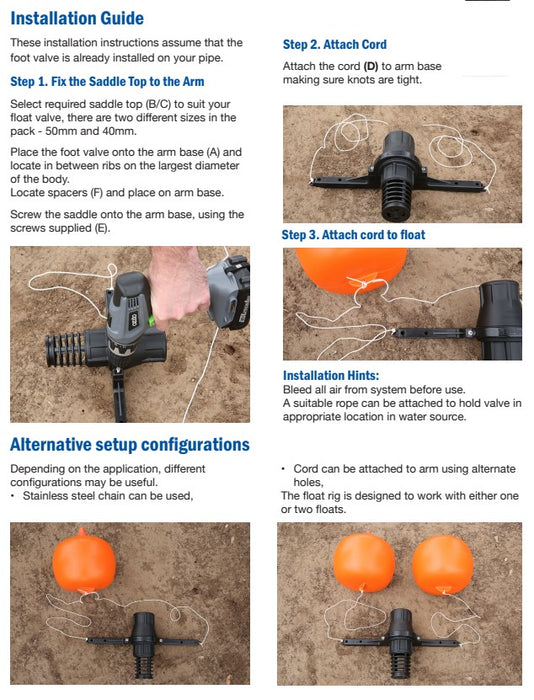 Philmac Poly Foot Valve Float Rig Kit for 40mm & 50mm Valves