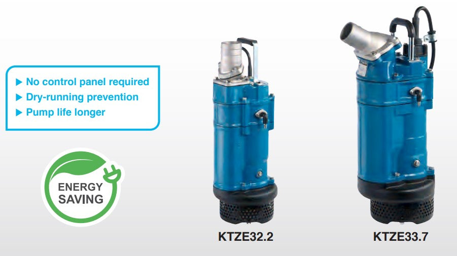 Tsurumi KTZE Series Cast Iron Energy Saving Heavy Duty Submersibe Drainage Pump - Three Phase