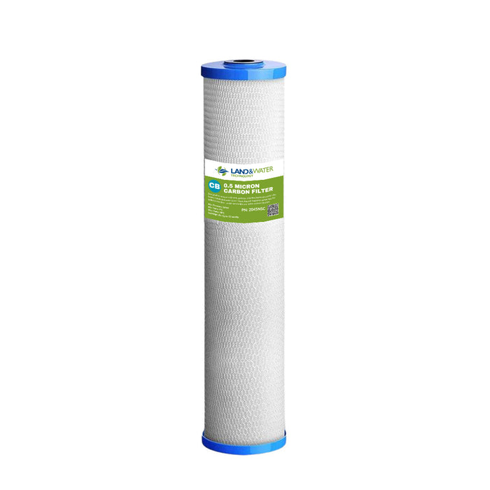 Land & Water 20" x 4.5" 0.5 Micron Carbon Block Filter Cartridge (Stage 2/3)