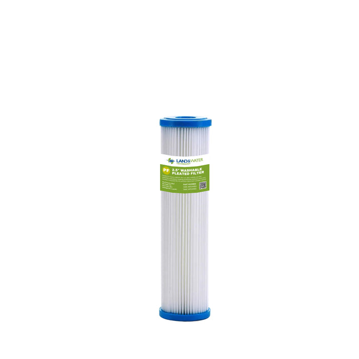 Land & Water 10" x 2.5" Washable Polyester Pleated Undersink Filter Cartridge (Stage 1)