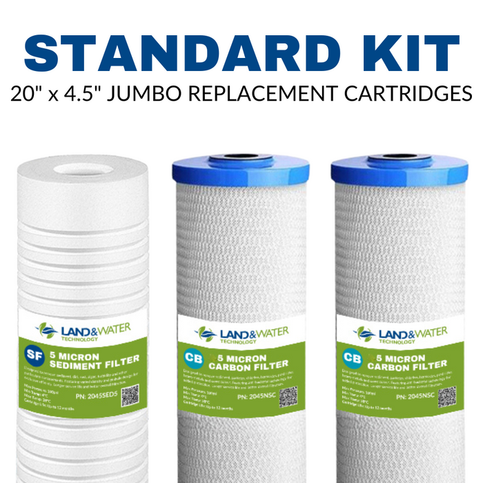 Land & Water 20" x 4.5" 3-Stage Water Filter Replacement Standard Cartridge Kit