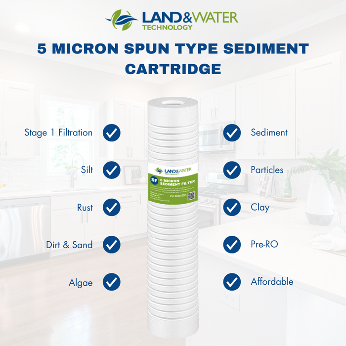 Land & Water 3-Stage Water Filtration Premium System 20" x 4.5" with SS Cover, Frame, Hard Water (Anti-Scale) Kit & 3-Stage Undersink Filter Combo