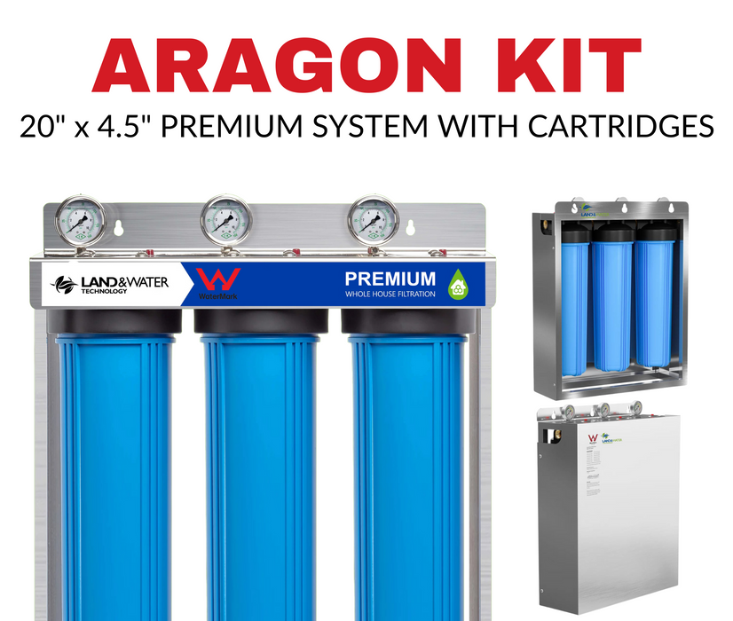 Land & Water 3-Stage Filtration Premium System 20" x 4.5" with SS Cover, Frame & Aragon Kit