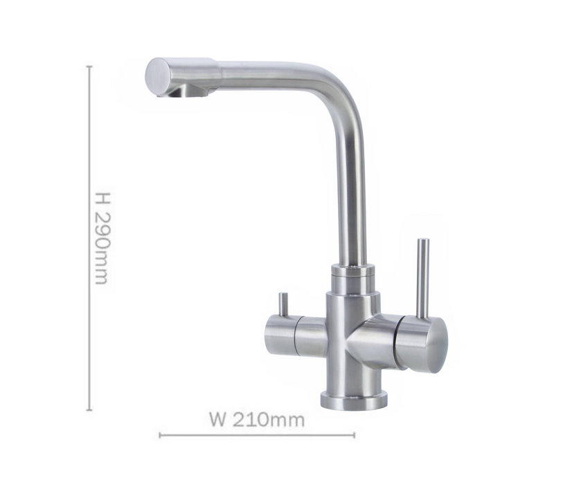 Land & Water 304ss Brushed Silver 3-Way Short Square Neck Filter Mixer Tap