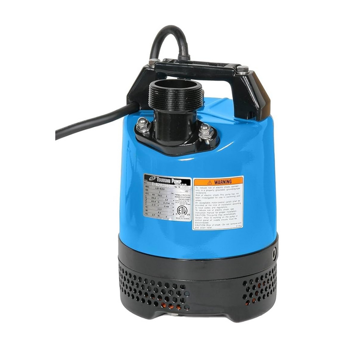 Tsurumi LB-480 0.48kW Portable Slimline Submersible Drainage Pump with Semi-Vortex Impeller (Max 230LPM/110kPa)