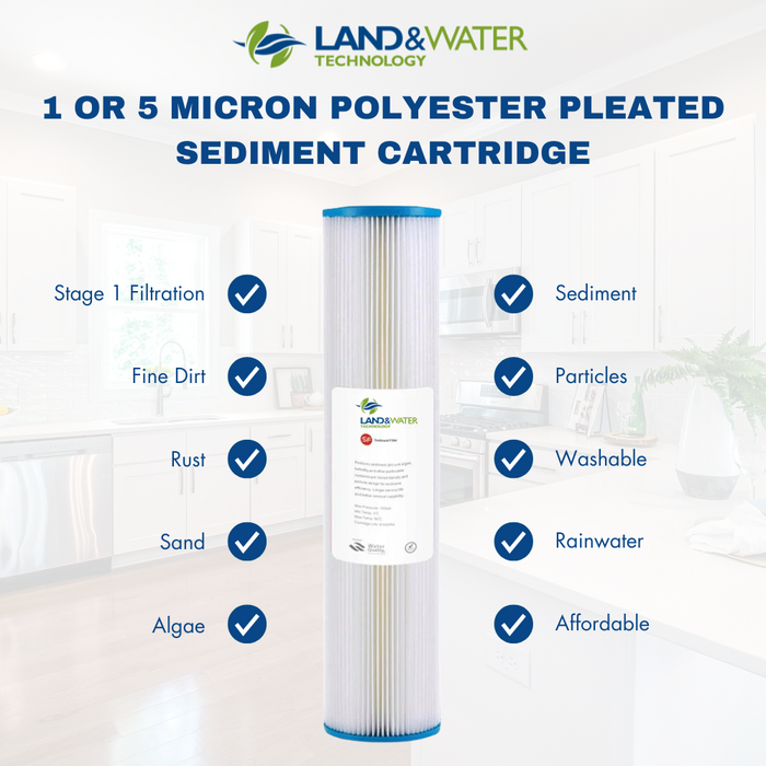 Land & Water 2-Stage Whole House Rainwater Filtration System 20" x 4.5" with Standard Cartridge Kit