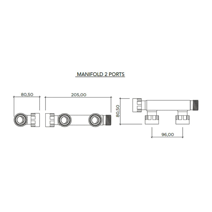 Rain PVC 25mm Multiport Manifold Fitting with Swivel Connections
