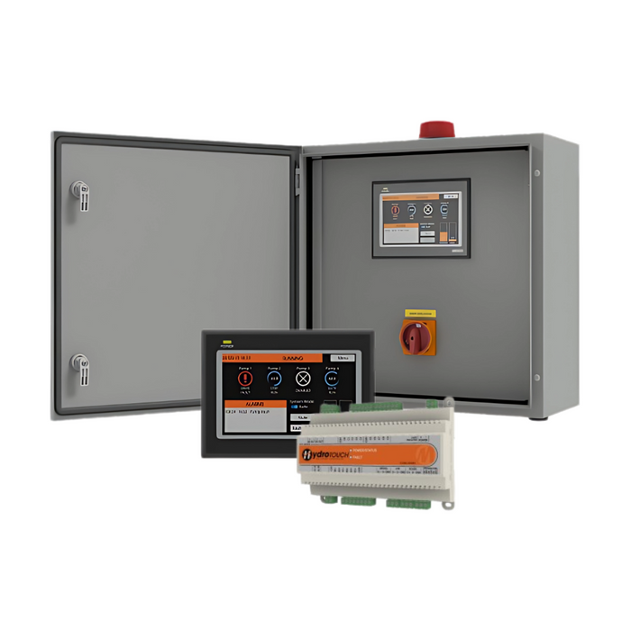 Matelec HydroTOUCH Series VSD Dual Pump Controller for Advanced Multi-Pump Systems with IP44 Steel Enclosure with Integrated Fan