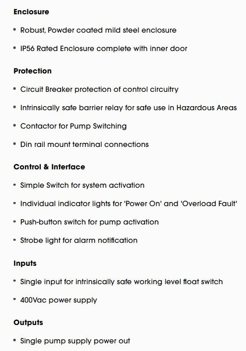 Matelec Standard DOL Motor Controller for Single Pump Applications with IP44 Steel Enclosure