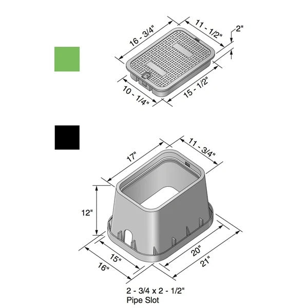 NDS 113BC Commercial Rectangular Large Valve Box with Overlay Lid (305mm Wide x 435mm Long x 305mm Deep) - PERTH PICKUP ONLY