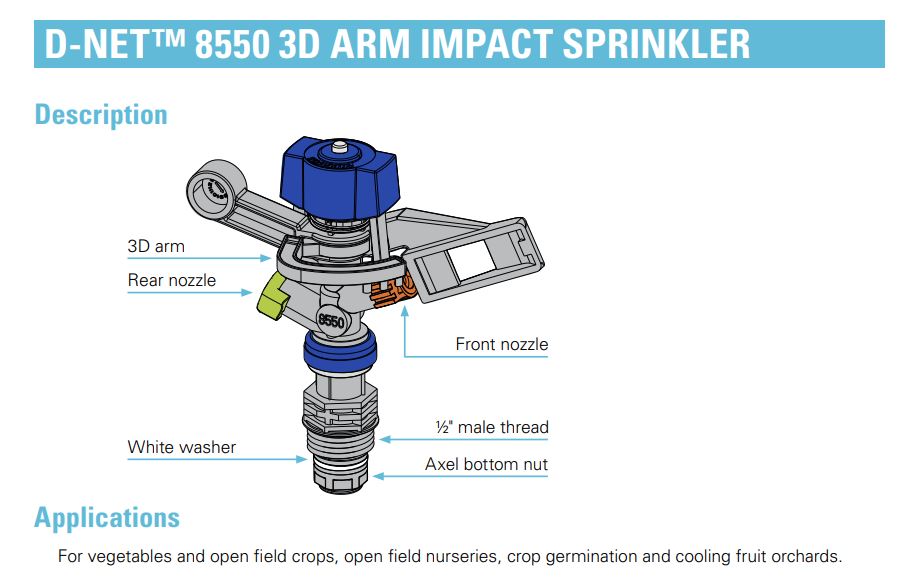 Netafim D-Net 8550 Full Circle 15mm Male Plastic Impact Sprinkler