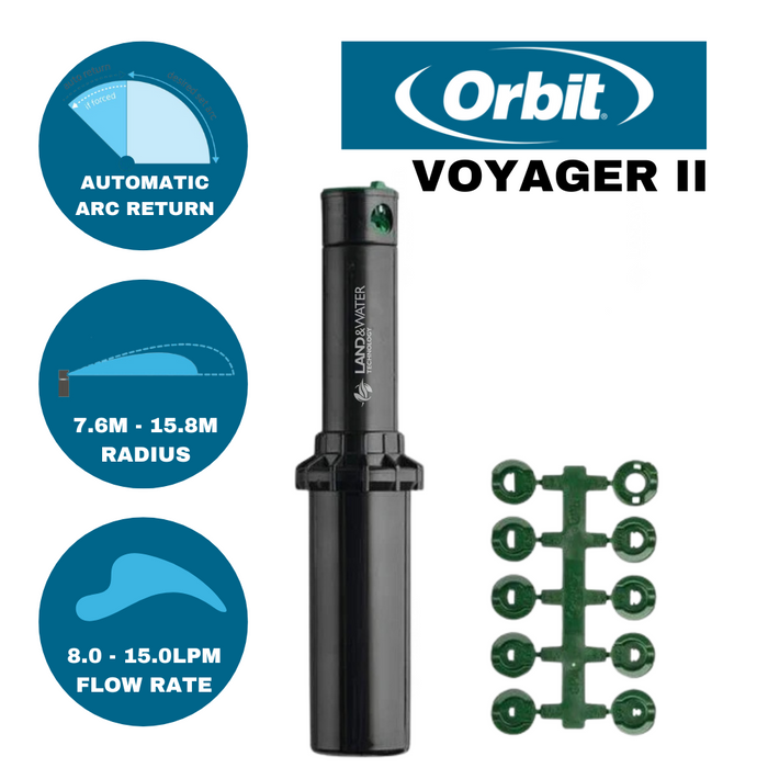 Orbit Voyager II 100mm Adjustable Gear Drive Sprinkler (8-16M / 20mm BSP)