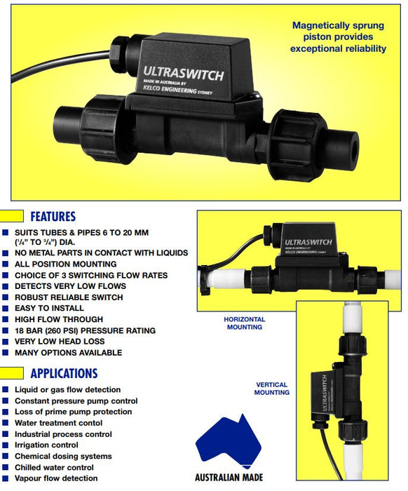 Small Inline Flow Switch Kelco P20 Series 20mm Inline Flow Switch | Shop Online