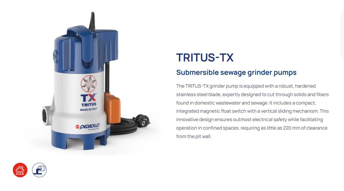 Pedrollo 40L Automatic Wastewater Sewage Packaged Pump Station with Tritus-TX 0.55kW Grinder Pump (Max 90LPM)