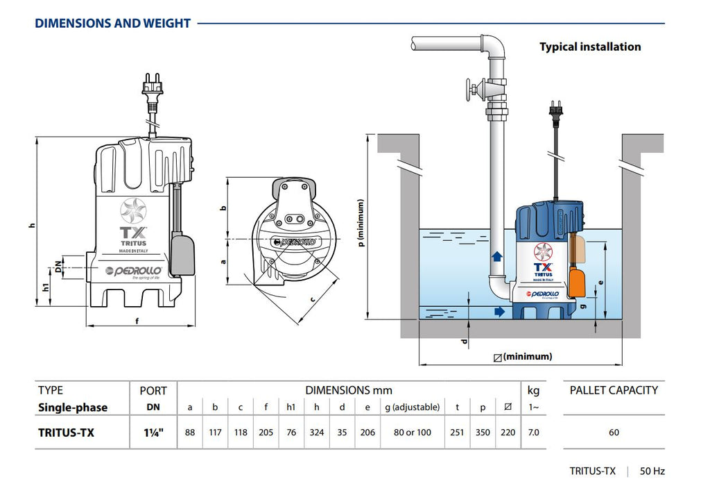 Pedrollo 40L Automatic Wastewater Sewage Packaged Pump Station with Tritus-TX 0.55kW Grinder Pump (Max 90LPM)