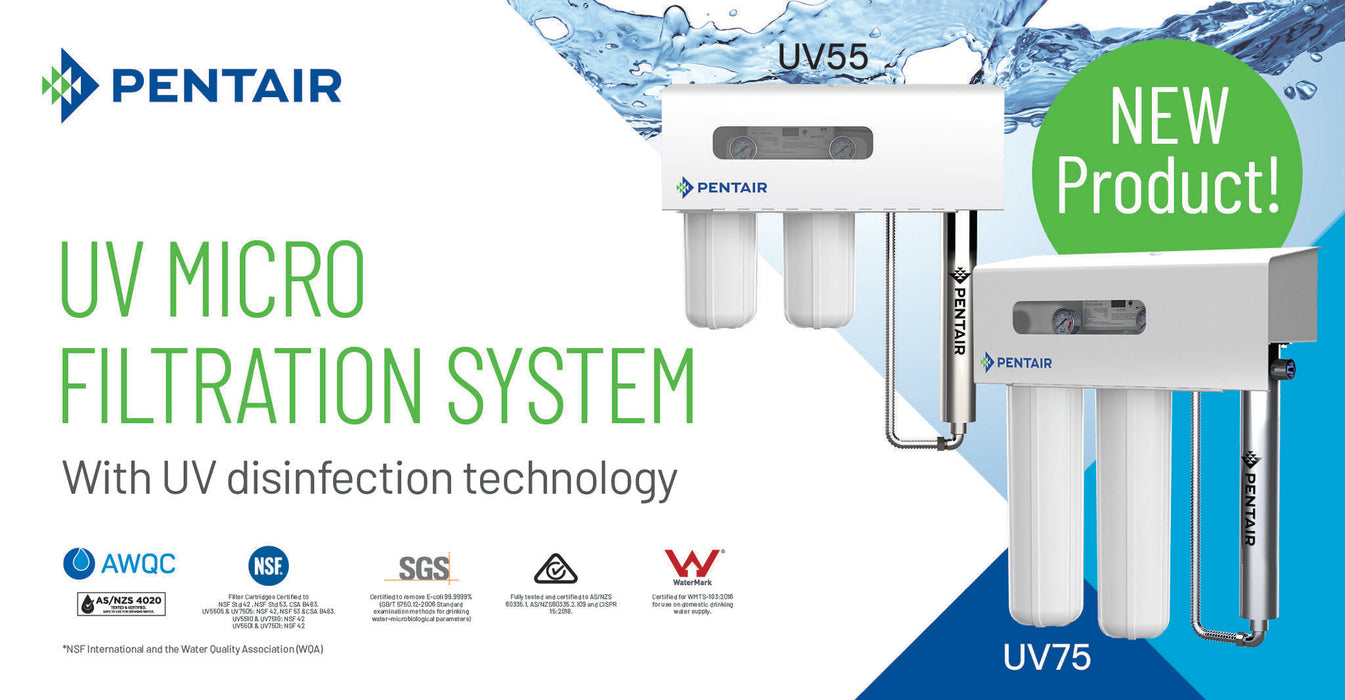 Pentair UV75 Dual Stage Ultraviolet 20" x 4.5" Water Filtration System (75LPM)