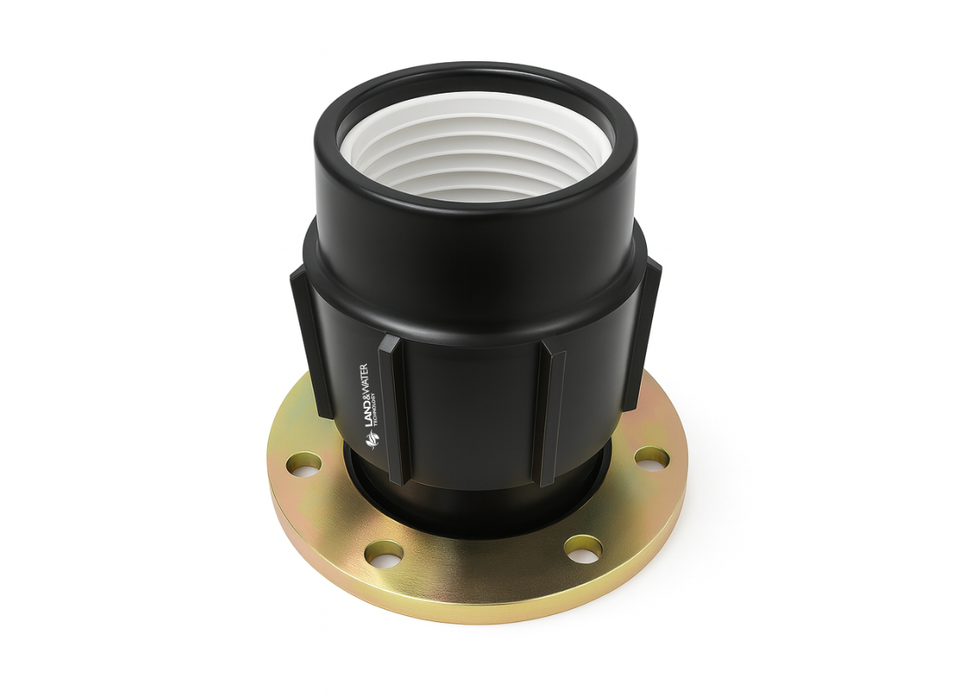 Plasson Metric Compression Flanged Coupling with Metal Back Flange for Blueline Poly Pipe